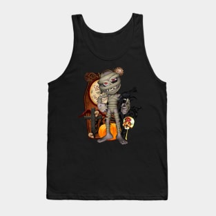 Cute, funny mummy with crow, halloween design Tank Top